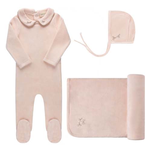 Aurora Pink Embroidered Velour Collar Take Me Home Set – Little Loungers