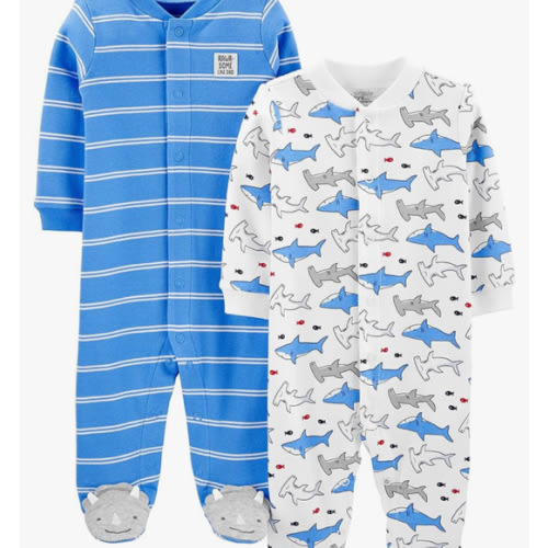 Simple Joys by Carter's Baby Boys' 2-Way Zip Thermal Footed Sleep and Play, Pack of 2
