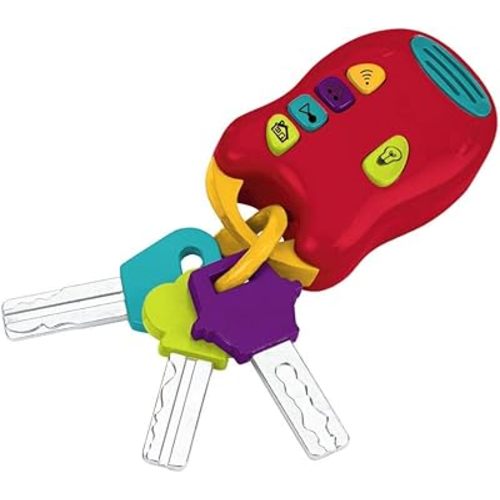 Battat – Toy Car Keys Set – 3 Keys & Remote With 4 Fun Sounds – Mini Flashlight – With Fob For Baby, Toddler – 10+ Months –