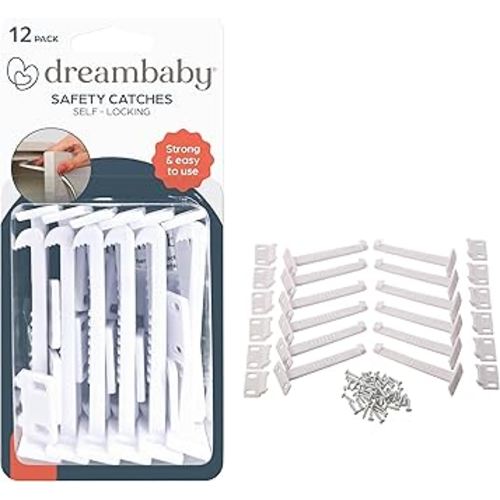 Dreambaby Safety Catches for Cabinets and Drawers, Childproofing Baby Locks, 12 Count (Pack of 1)