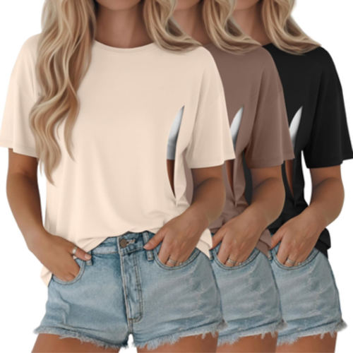 Riyiper 3 Pack Women's Nursing Short Sleeve Shirts