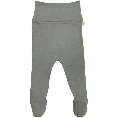 Woolino Baby Footed Romper Pants, 100% Merino Wool Baby Pants, Newborn Pants with Footies for Infant Boy & Girl, 6-9m, Sage