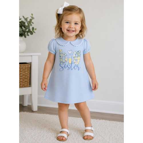 Big Sister Floral Appliqué Ruffle T-Shirt Dress: Baby Announcement
