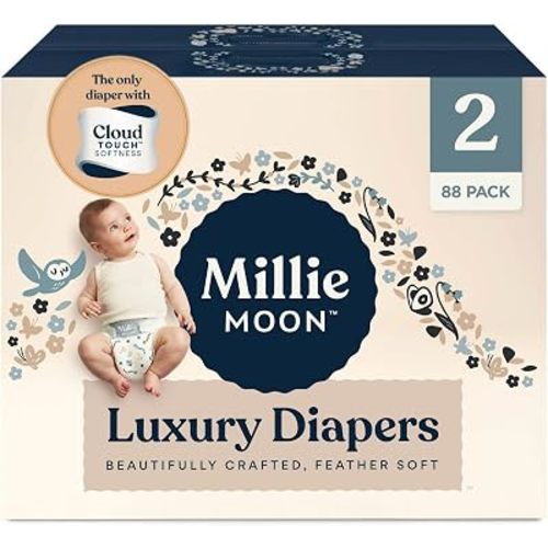 Luxury Diapers – Ultra Soft CloudTouch Disposable Diapers with 12 Hour Absorbency & Wetness Indicator (2-88ct)