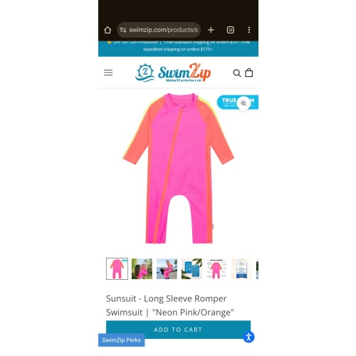 Sunsuit - Long Sleeve Romper Swimsuit | "Neon Pink/Orange"