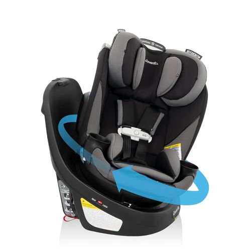 Evenflo Gold Revolve360 Slim 2-in-1 Rotational Car Seat with SensorSafe (Obsidian Black)