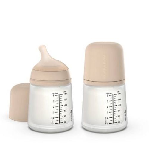 Suavinex Zero Small Baby Bottles with Adaptable Flow - 6 fl oz/2pk - Light Brown