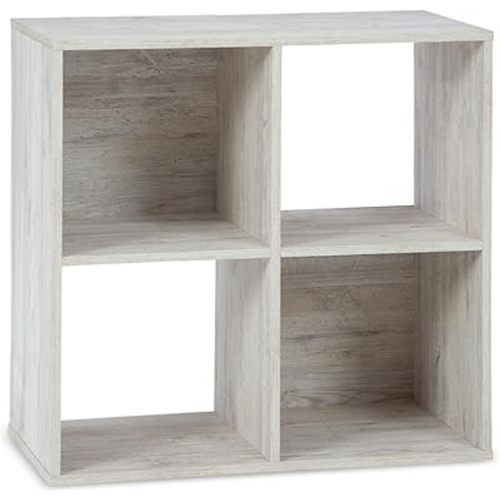 Signature Design by Ashley Paxberry Coastal 4 Cube Storage Organizer or Bookcase, Whitewash