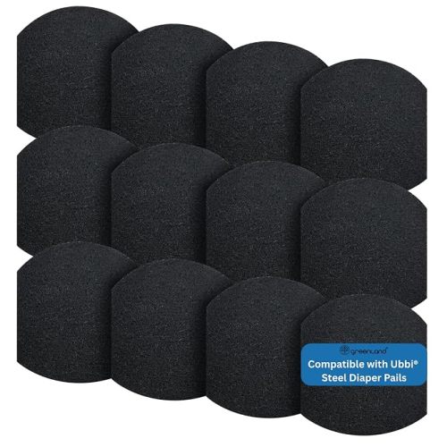 Greenland® 12-Pack Carbon Filter Refills Compatible with Ubbi® Diaper Pail – Activated Charcoal Odor Absorbing Pads, Long-Lasting Deodorizer Replacement for Ubbi Steel Diaper Pail