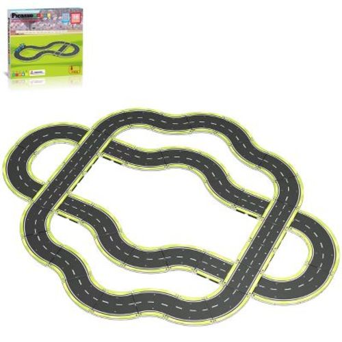PICASSO-TILES Race Track Highway Magnetic Tiles for Kids, 16PCS Construction STEM Building Blocks Educational Toy