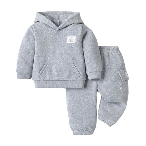 Toddler Baby Boy Clothes Long Sleeve Hoodie Sweatshirt Solid Sweatsuit Jogger Set Infant Boys Fall Winter Outfit
