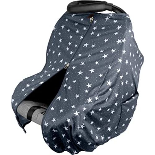 JJ Cole DreamGuard Packable Car Seat Canopy - Breathable and Adjustable Infant Car Seat Cover - Stars