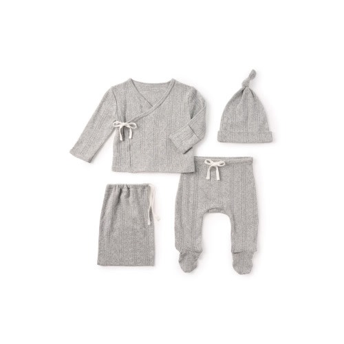 Cotton Pointelle Top, Pants, Hat & Bag Gift Set