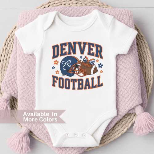 Denver Football Baby Girl Bodysuit – Coquette Broncos Game Day Toddler Shirt