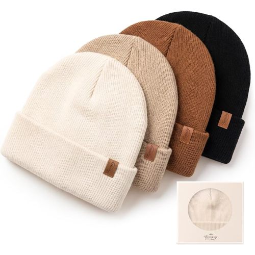 Konssy 4-Pack Baby Beanie Winter Hat for Newborn Infant Boy Girl 0-6 Months