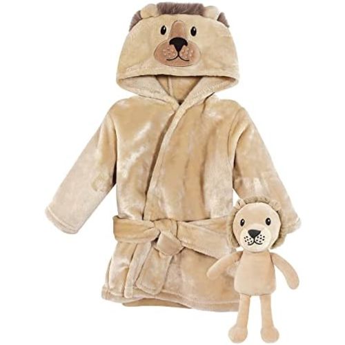 Hudson Baby unisex-baby Plush Bathrobe and Toy Set