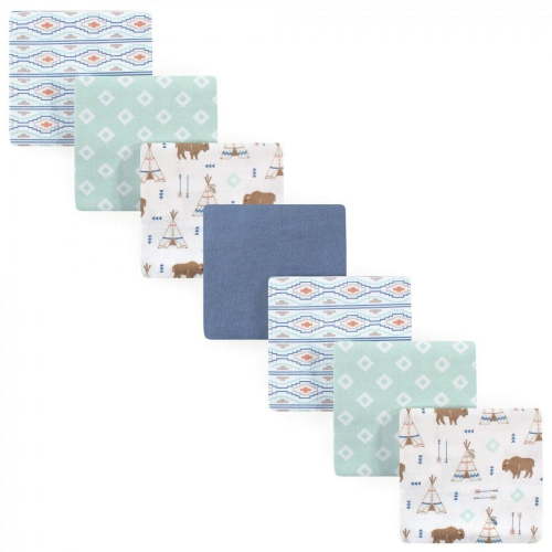 Hudson Baby Unisex Baby Cotton Poly Flannel Receiving Blankets Bundle, Teepee, One Size