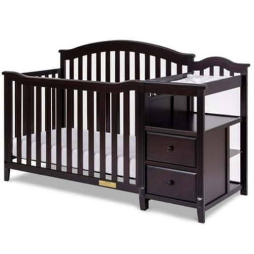 AFG Baby Furniture Kali 4-in-1 Convertible Crib and Changer with Toddler Guardrail Espresso