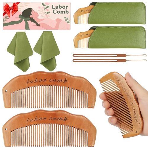 Birthing Combs for Labor - 2 Pack Wooden Pregnancy Essentials for Moms