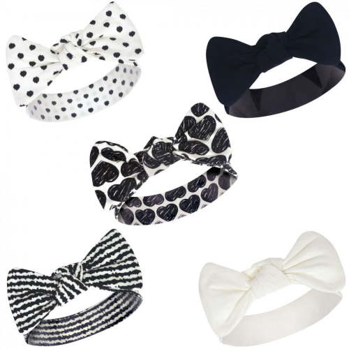 Touched by Nature Baby Girl Organic Cotton Headbands 5pk, Heart, 0-24 Months