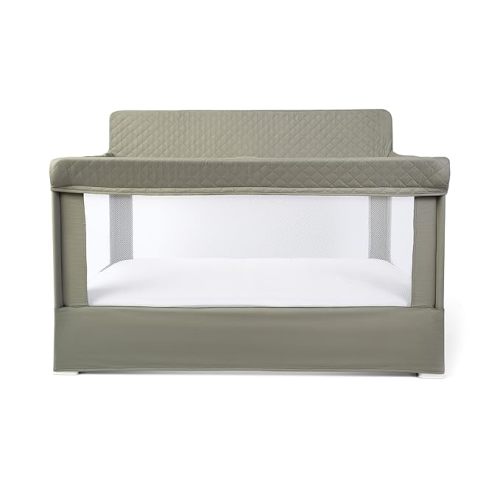 Baby Delight Lunaire Full Size Crib | Breathable Mesh Baby Crib | Tool-Free Assembly Baby Bed | 100% GOTS Certified Organic Cotton Fabric | Organic Sage