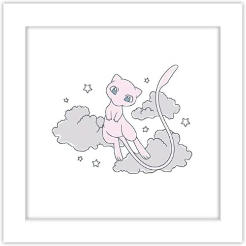 Gallery Pops Pokémon - Daily Sketch Mew Wall Art, 12" x 12" Gallery Pops Wall Art, White Framed Version