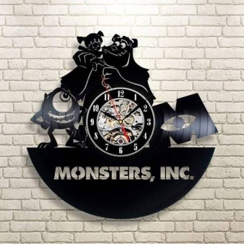 Monsters Incs Vinyl Record Clock, Mike And Sully, Cartoon Decor, Nursery Wall Art, Kids Room Decoration, Birthday Gift For Little Girl
