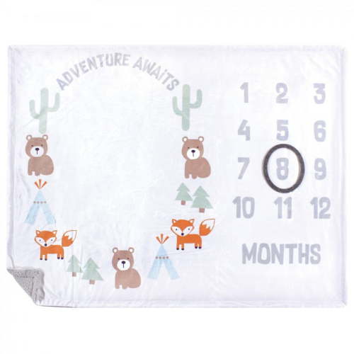 Hudson Baby Plush Milestone Boys Adventure Awaits 100% Polyester Cozy Blanket