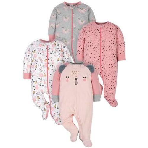 Gerber Baby-Girls 4 Pack Sleep 'N Play Footie