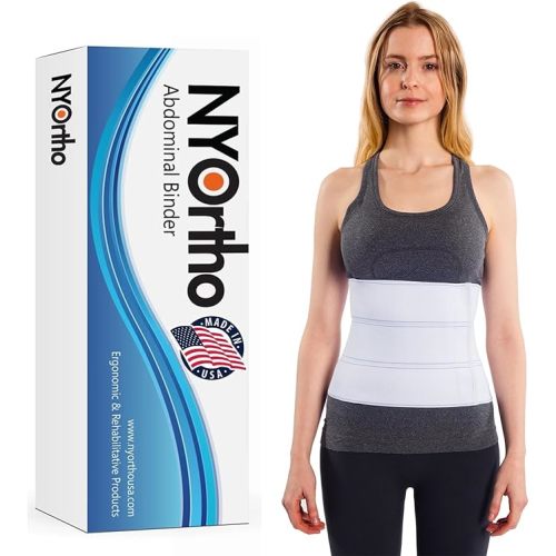 NYOrtho Abdominal Binder Lower Waist Support Belt - Compression Wrap for Men and Women MADE IN USA (45" - 60") 3 Panel - 9"
