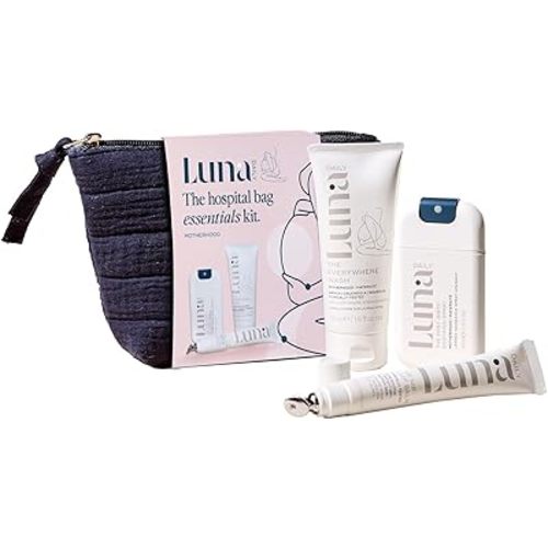 Luna Daily Hospital Bag Essentials Kit, Pregnancy & Postpartum Care | Travel-Size Feminine Wash, Perineal Spray & Nipple Balm | pH-Balanced, Soothing & Hydrating Intimate Skincare for New Moms
