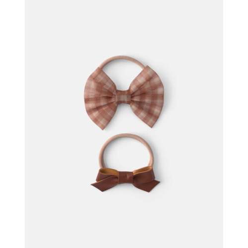 Baby Girl 2-Pack Gingham Bow Headwraps - Brown | Carter's