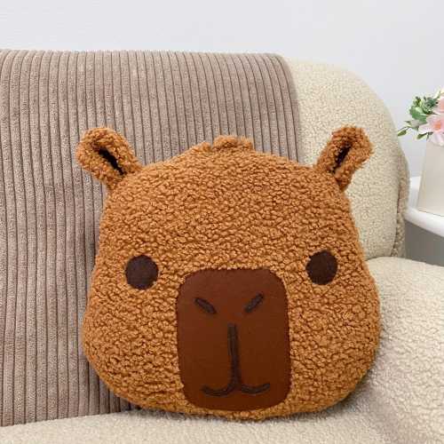 Boucle Capybara Pillow, Soft Stuffed Animal Cushion for Nursery Decor, Cozy Sherpa Capybara Plush, Cute Baby Shower Gift