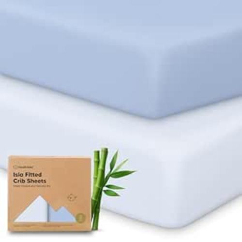 KeaBabies 2-Pack Baby Crib Sheets for Boys, Girls, 52x28 Fitted (Blue Flax)