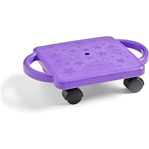 hand2mind Purple Indoor Scooter Board with Safety Handles for Kids Ages 6-12, Plastic Floor Scooter Board with Rollers, Physical Education for Home, Homeschool Supplies (Pack of 1)
