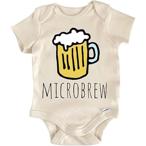 Micro Brew Beer Baby Bodysuit – Funny Infant Outfit, Unisex Cotton Baby Clothes, Short Sleeve Newborn Bodysuit