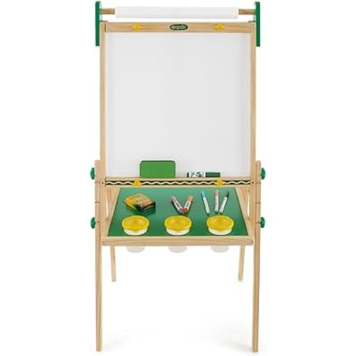 Crayola Wooden Art Easel for Kids, 2-in-1 Dry Erase Board & Chalkboard, Gifts for Toddlers, Ages 3, 4, 5