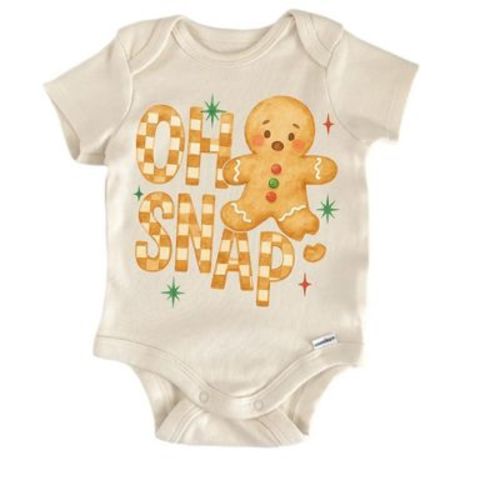 Christmas Gingerbread Man Snap Newborn Baby Bodysuit Natural 6-9 Months