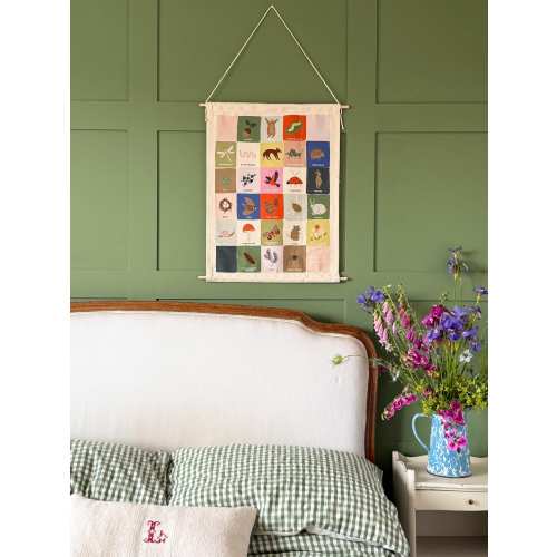 Rainbow Woodland Alphabet Fabric Banner: Kids Bedroom Wall Art