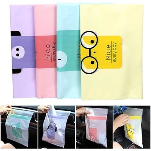 60PCS Easy Stick-On Disposable Car Trash Bag, Leakproof Vomit Bag, Beautiful Kitchen Storage Bag, Durable, Suitable for Cars, Kitchens, Bedrooms, Study Rooms, Travel, Camping, Office Spaces