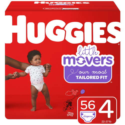 Huggies Little Movers Baby Diapers, Size 4, 56 Ct, Big Pack