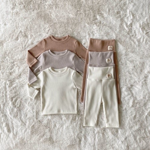 Baby BH Rib Mockneck Top and Pants Set (3-6 M in Brown)