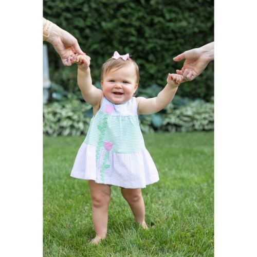 Seersucker Romper With Tulips - Florence Eiseman | Maisonette