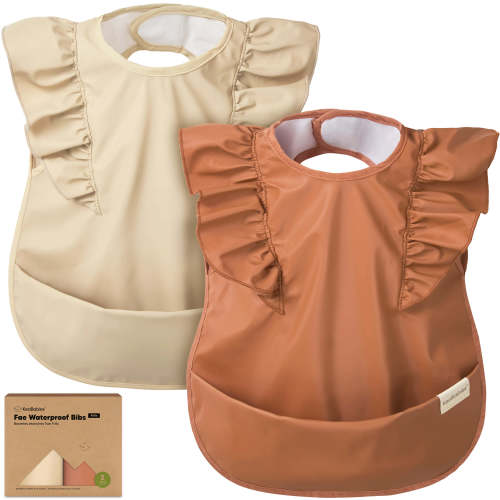2-Pack Fae Frills Waterproof Bibs (Terracotta）