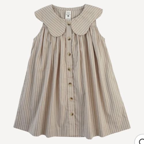 olive dress | earthy pinstripe | organic cotton woven