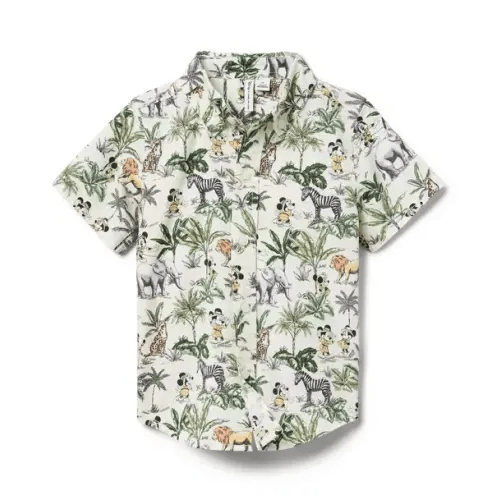 Boy Freshwater Pearl Mickey Mouse Safari Disney Mickey Mouse Safari Poplin Shirt by Janie and Jack
