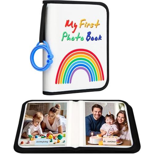 My First Baby Photo Album, 21 4x6 Photos, Soft Cloth, Black