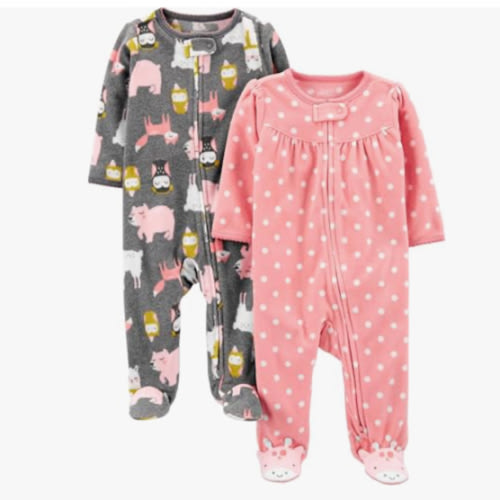 Simple Joys by Carter's Baby Girls' Fleece Footed Sleep and Play, Pack of 2