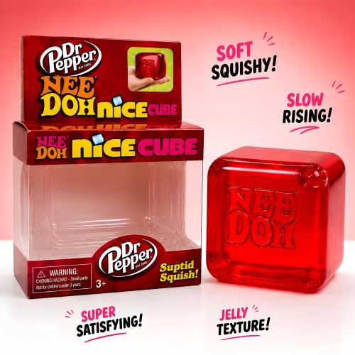 NeeDoh Squishy Dr Pepper – Nice Cube – Super Soft Jelly Stress Toy – Ice Cube Stress Relief Toy