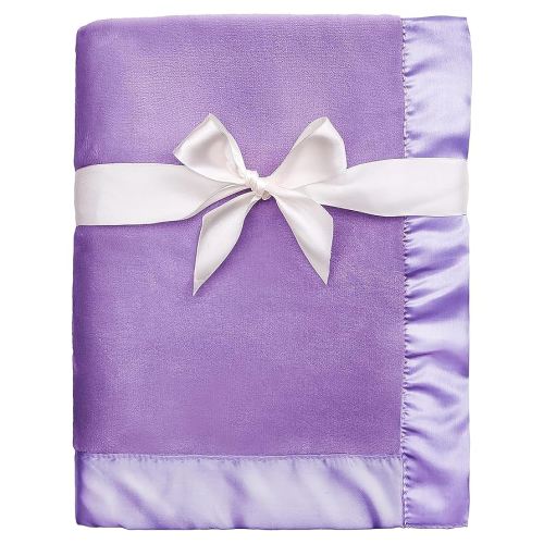 Pro Goleem Fleece Baby Blanket with 2 Inch Satin Trim Soft Plush Blanket for Boys and Girls for Babies Purple 30''x40''